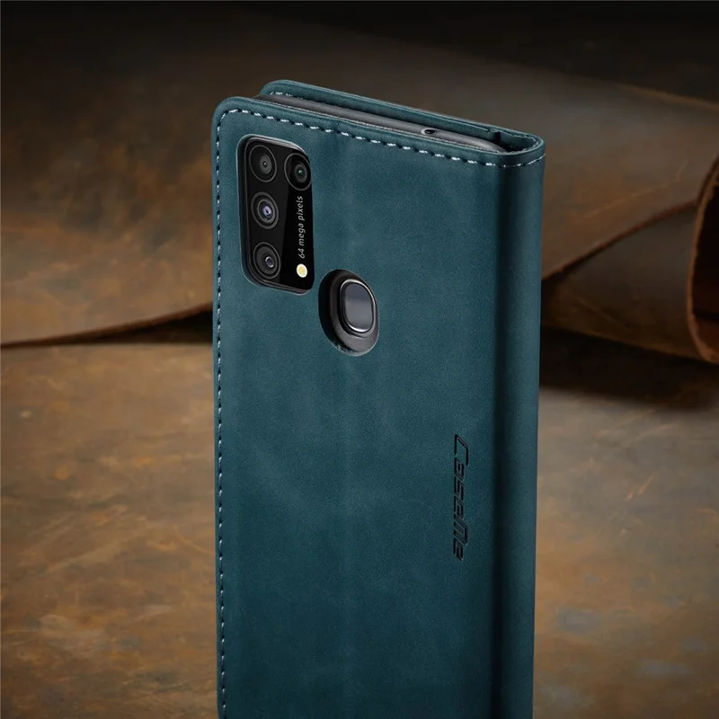 CASEME 013 Series Auto-absorbed Leather Shell for Samsung Galaxy M31 - Green