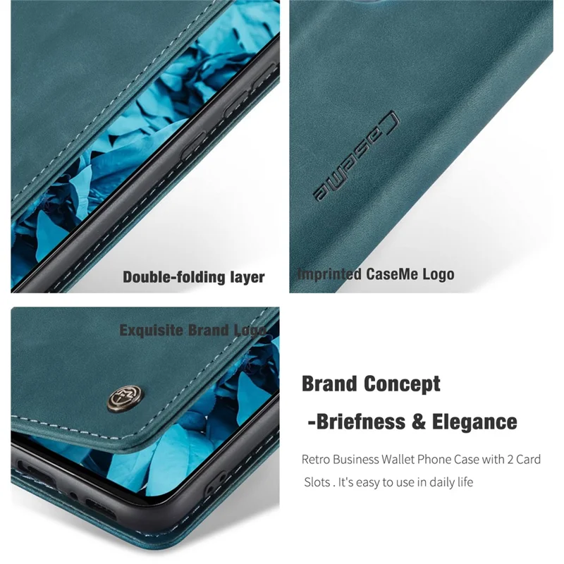 CASEME 013 Series Auto-absorbed Leather Shell for Samsung Galaxy M31 - Green