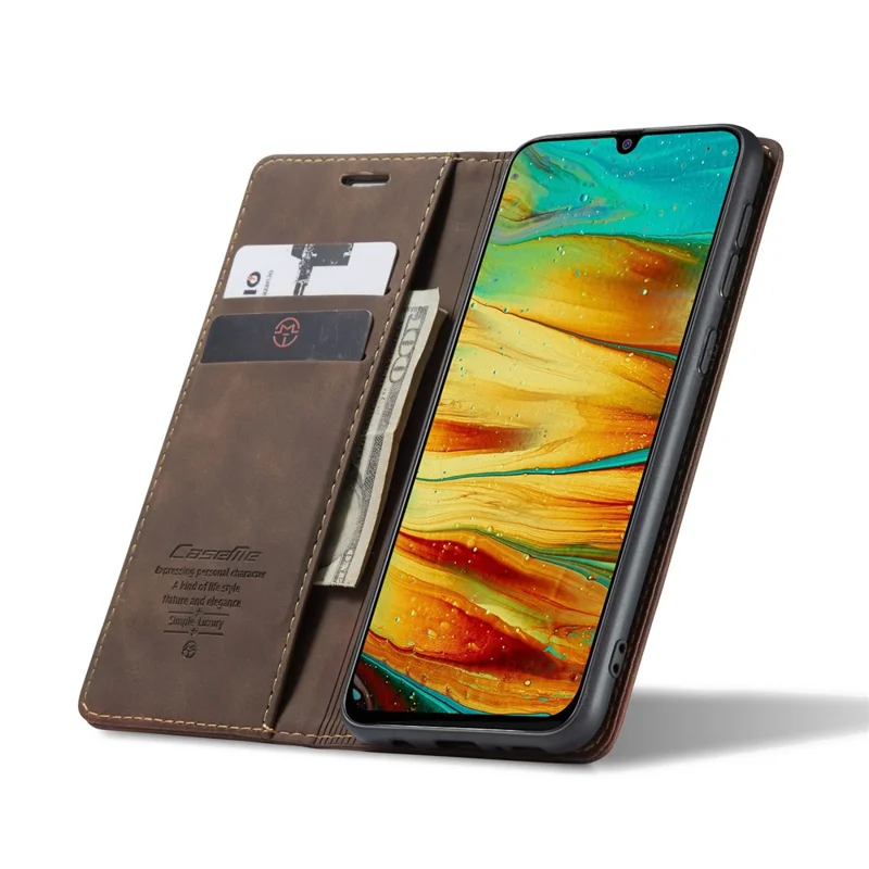 CASEME 013 Series Auto-absorbed Leather Shell for Samsung Galaxy M31 - Coffee