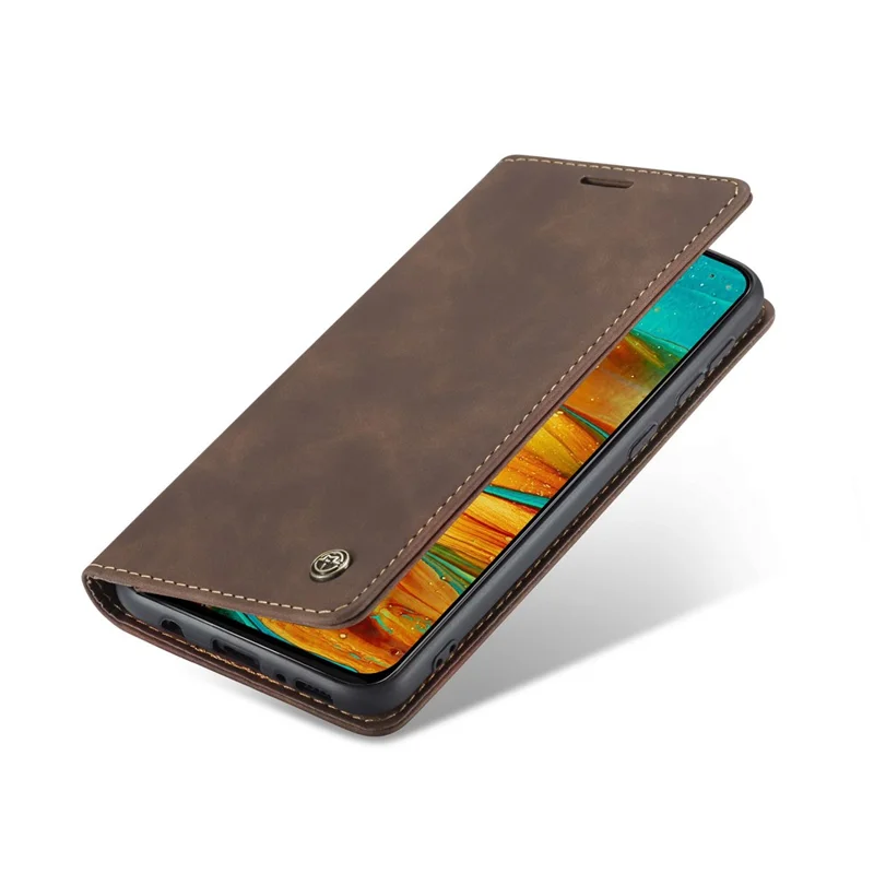 CASEME 013 Series Auto-absorbed Leather Shell for Samsung Galaxy M31 - Coffee