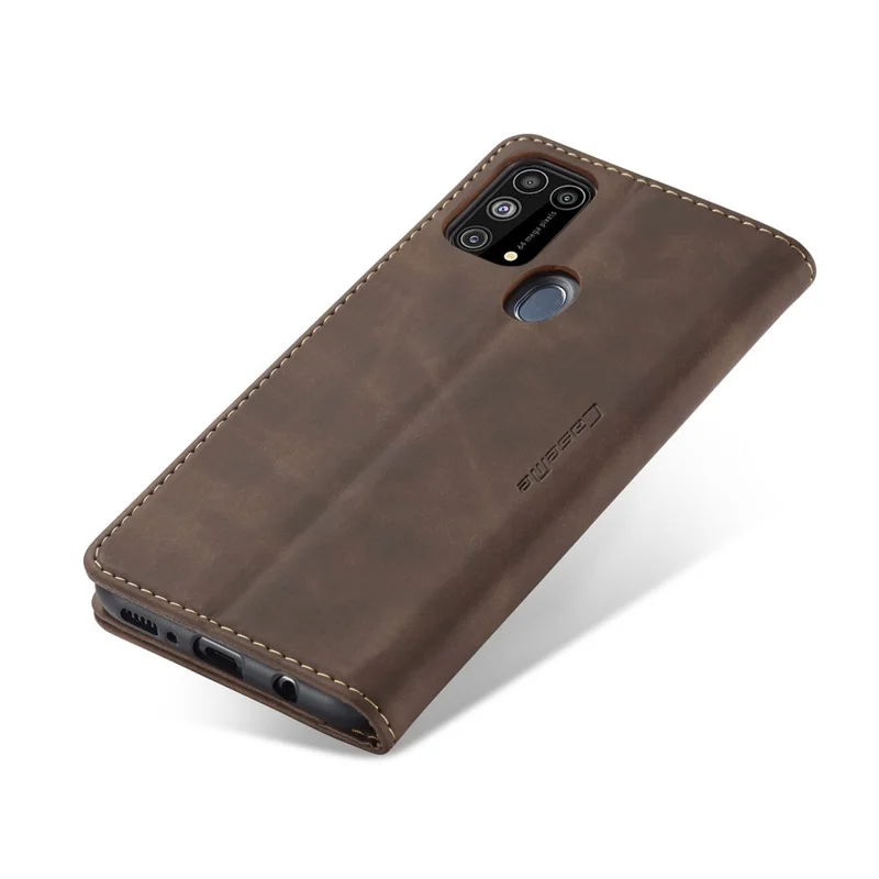 CASEME 013 Series Auto-absorbed Leather Shell for Samsung Galaxy M31 - Coffee