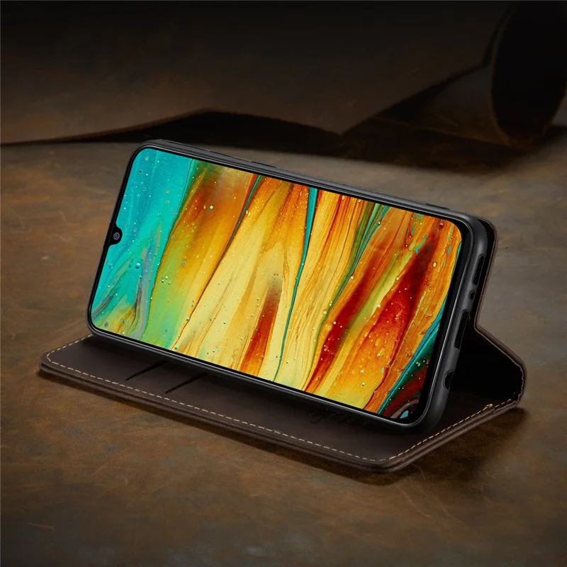 CASEME 013 Series Auto-absorbed Leather Shell for Samsung Galaxy M31 - Coffee