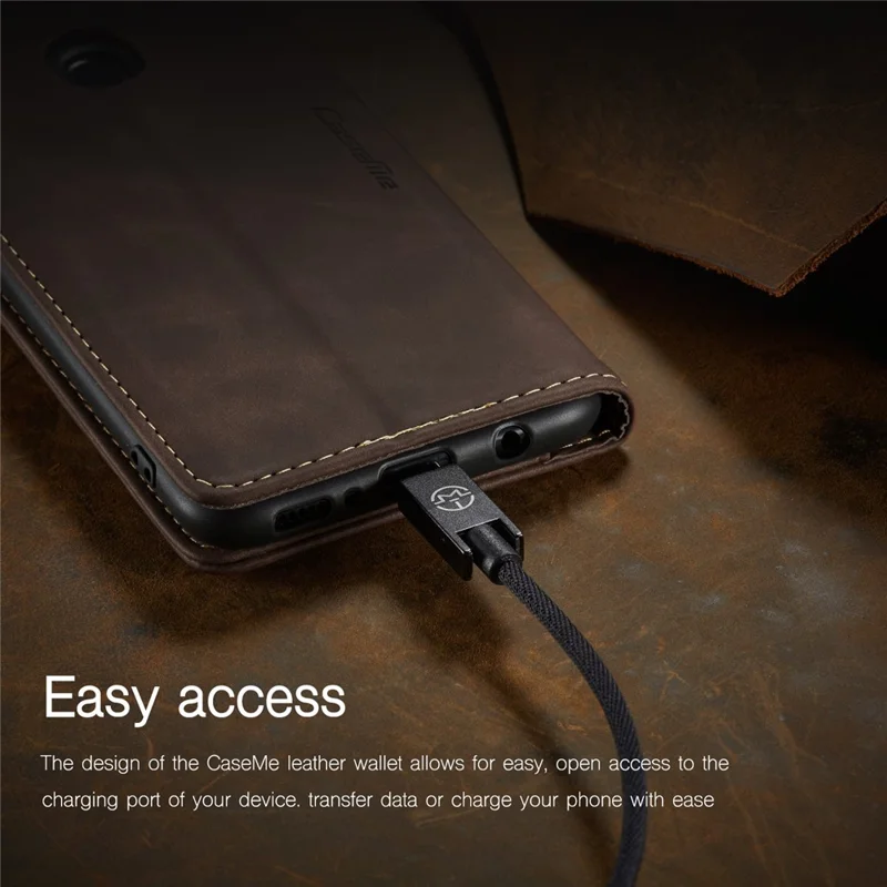 CASEME 013 Series Auto-absorbed Leather Shell for Samsung Galaxy M31 - Coffee