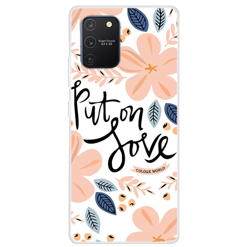 Pattern Printing Soft TPU Phone Case for Samsung Galaxy A91/S10 Lite - Leaf and Flower