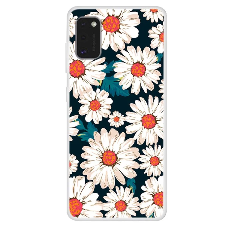 Musterdruck Soft TPU -hülle Telefonabdeckung Für Samsung Galaxy A41 (globale Version) - Weiße Blumen