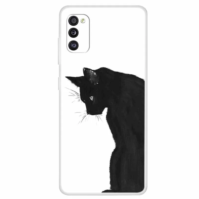 Clear Pattern Printing Soft TPU Back Case for Samsung Galaxy A41 (Global Version) - Cat