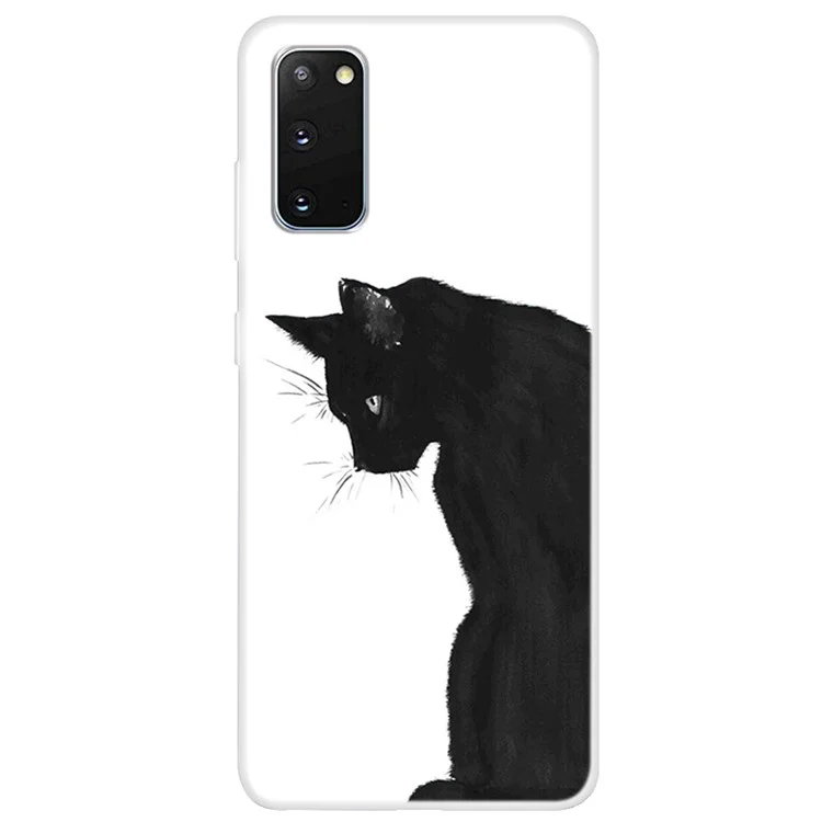 Прозрачный шаблонный печатный мягкий TPU-чехол для Samsung Galaxy S20 4G/S20 5G - Кот