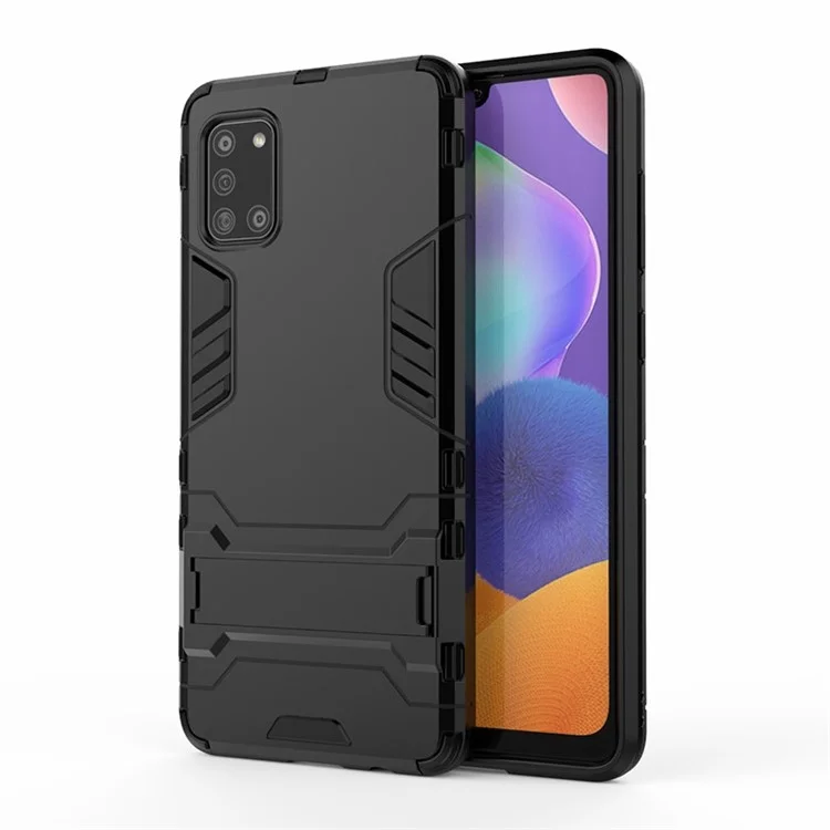 Cool Guard PC + TPU-Schale mit Ständer für Galaxy A31 - Schwarz