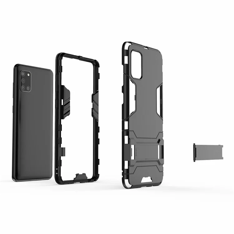 Cool Guard PC + TPU Shell with Kickstand for Galaxy A31 - Black