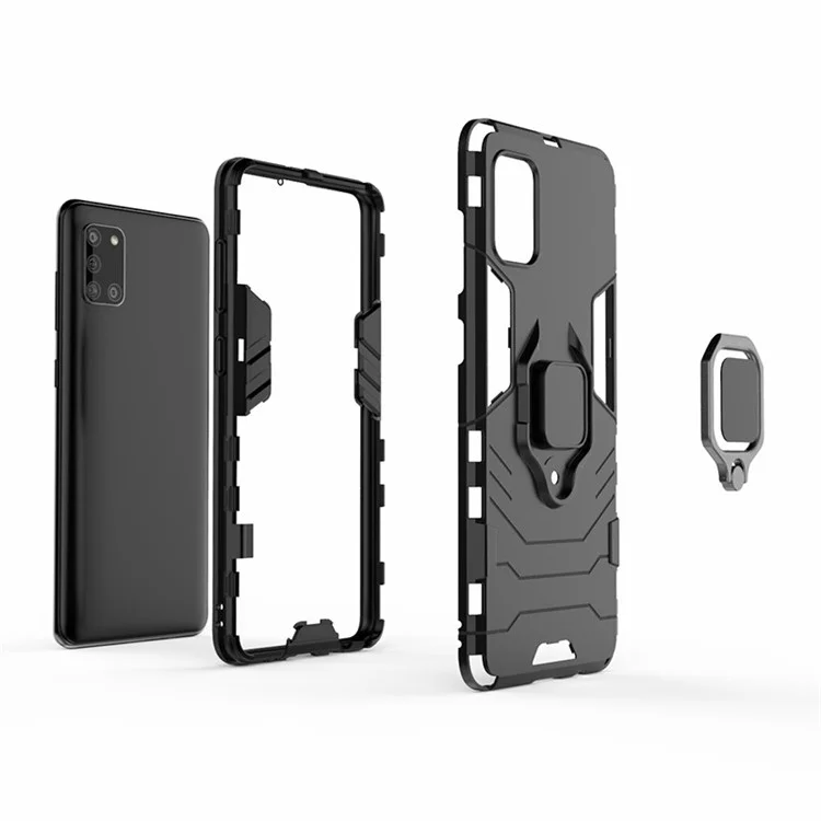 PC + TPU Stylish Case Mit Kickstand Für Galaxy A31 - Schwarz