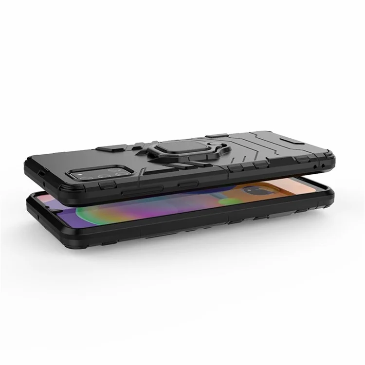 PC + TPU Stylish Case Mit Kickstand Für Galaxy A31 - Schwarz