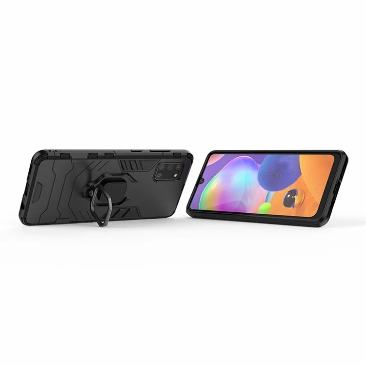 PC + TPU Elegante Custodia Con Cavalletto Per Galaxy A31 - Nero