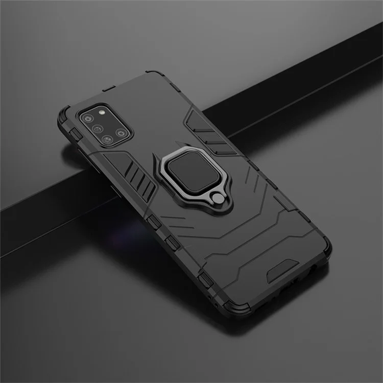 PC + TPU Elegante Custodia Con Cavalletto Per Galaxy A31 - Nero