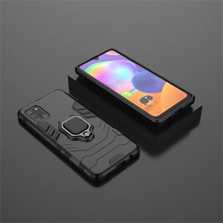 PC + TPU Elegante Custodia Con Cavalletto Per Galaxy A31 - Nero