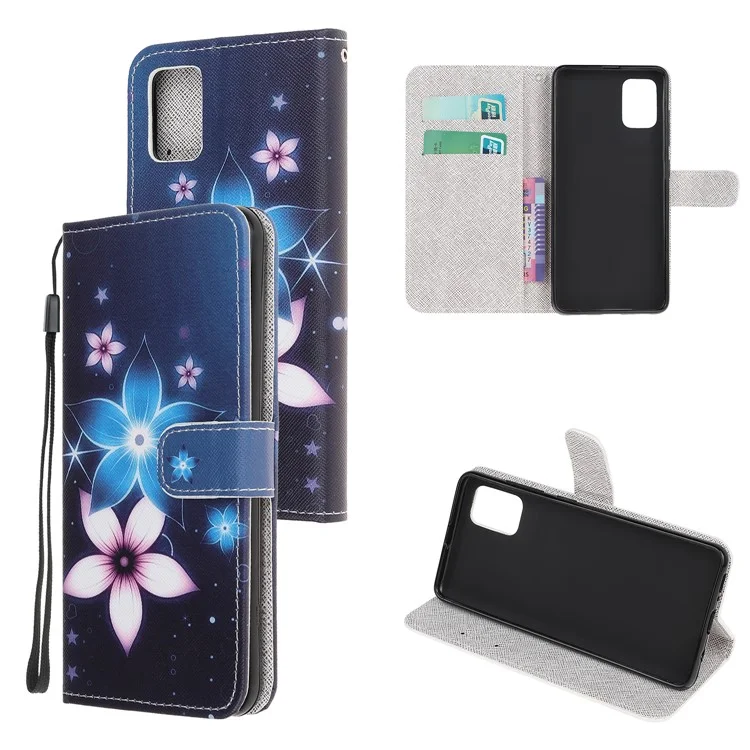 Newly Cross Texture Stylish Patterned Leather Stand Wallet Case for Samsung Galaxy A71 5G SM-A716 - Flower