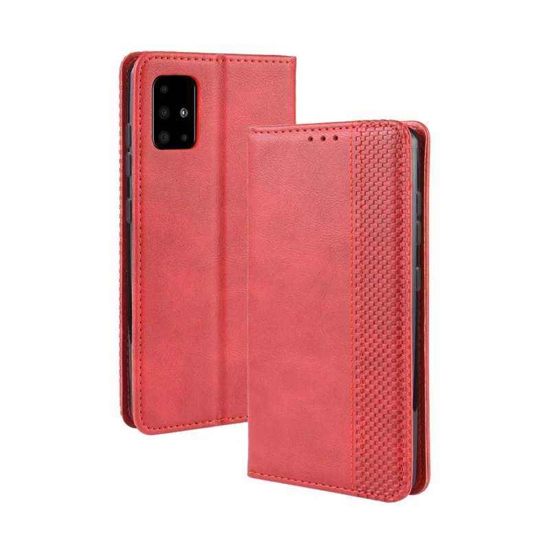 Couverture en cuir magnétique rétro pour Samsung Galaxy A51 5G SM-A516 - Rouge