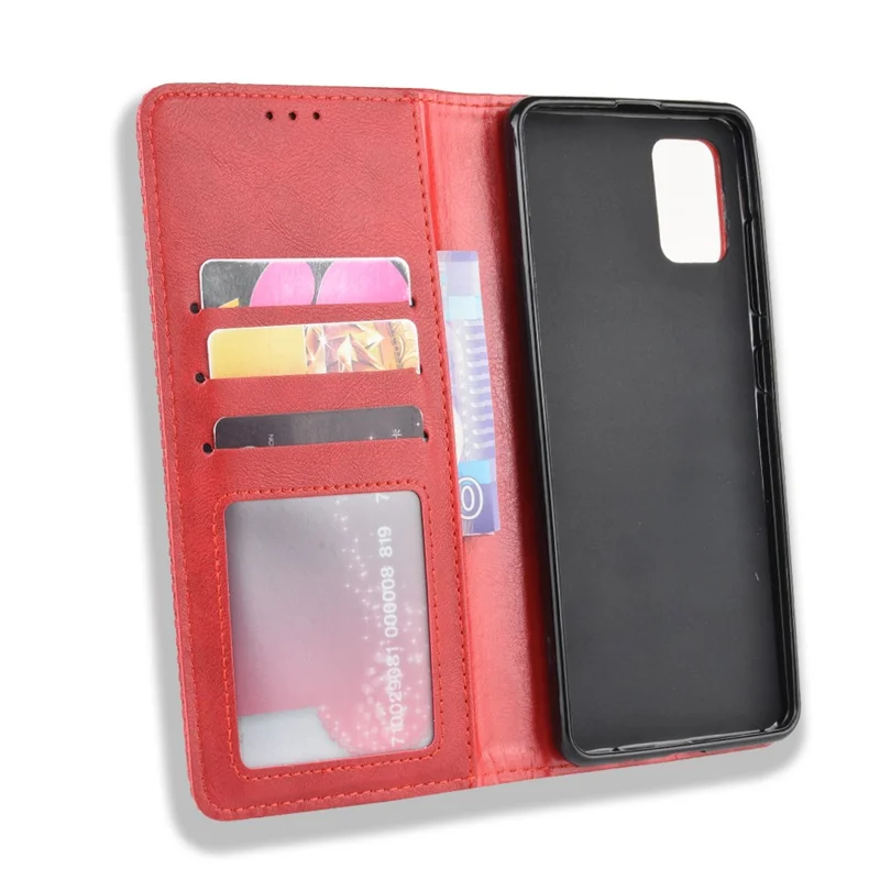 Couverture en cuir magnétique rétro pour Samsung Galaxy A51 5G SM-A516 - Rouge