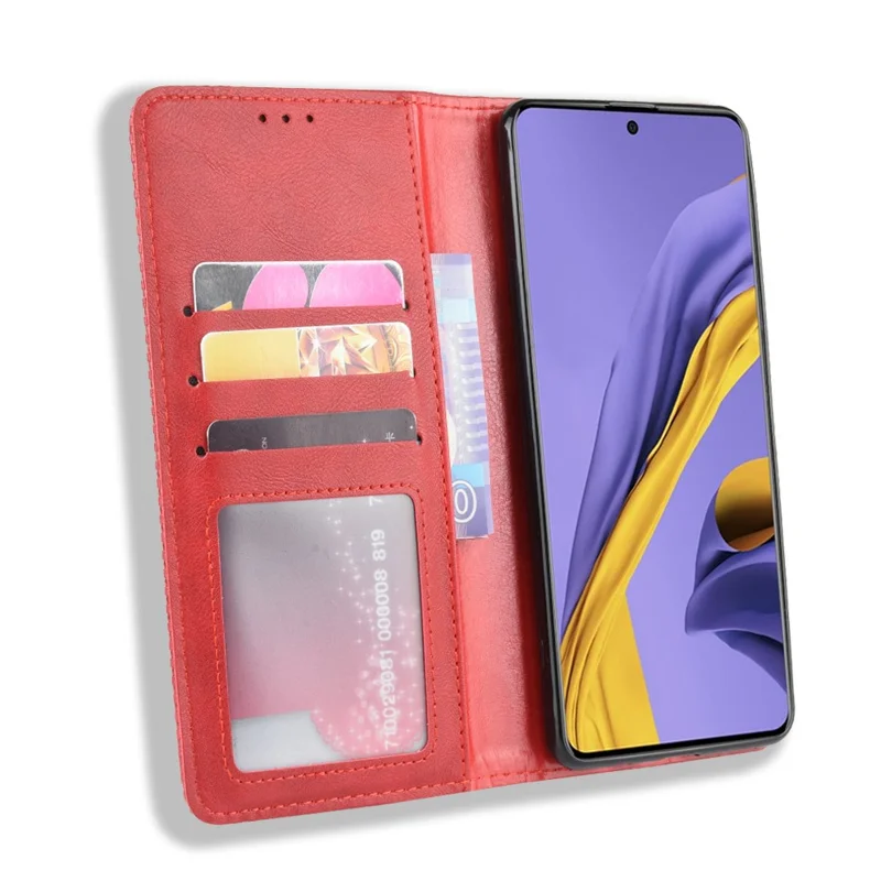 Couverture en cuir magnétique rétro pour Samsung Galaxy A51 5G SM-A516 - Rouge