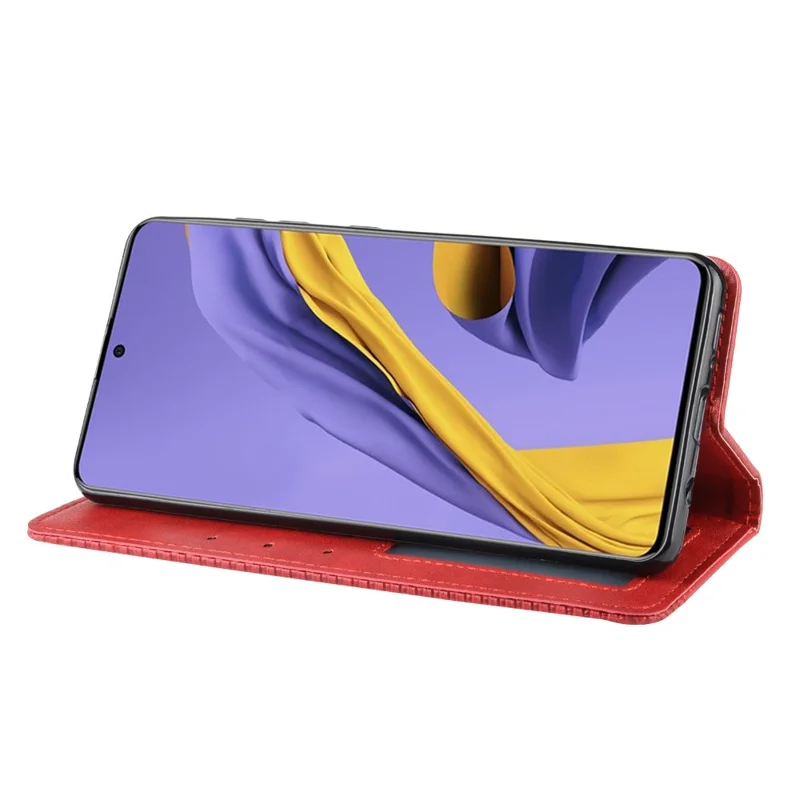 Couverture en cuir magnétique rétro pour Samsung Galaxy A51 5G SM-A516 - Rouge