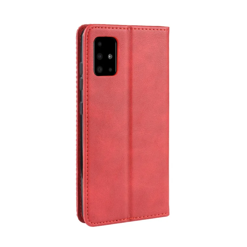 Couverture en cuir magnétique rétro pour Samsung Galaxy A51 5G SM-A516 - Rouge