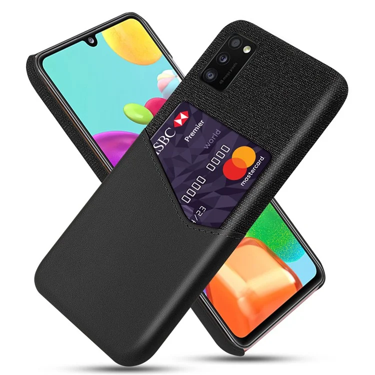 KSQ PU Lederbeschichtete PC-Handyhülle mit Kartenfach für Samsung Galaxy A41 (globale Version) - Schwarz