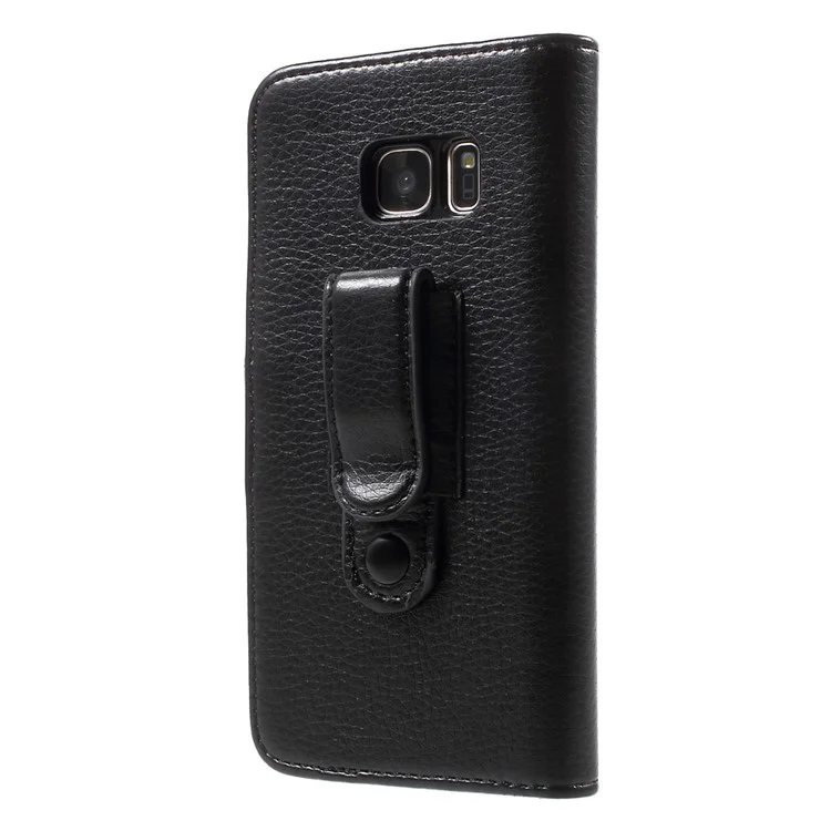 Litchi Leather Wallet Case Belt Clip Holster for Samsung Galaxy S7 G930