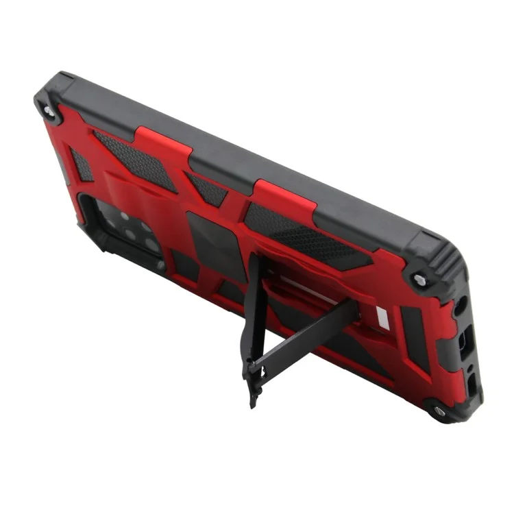 Kickstand Armor PC TPU Hybrid Phone Shell con hoja de metal magnética para Samsung Galaxy A51 SM-A515 - Rojo