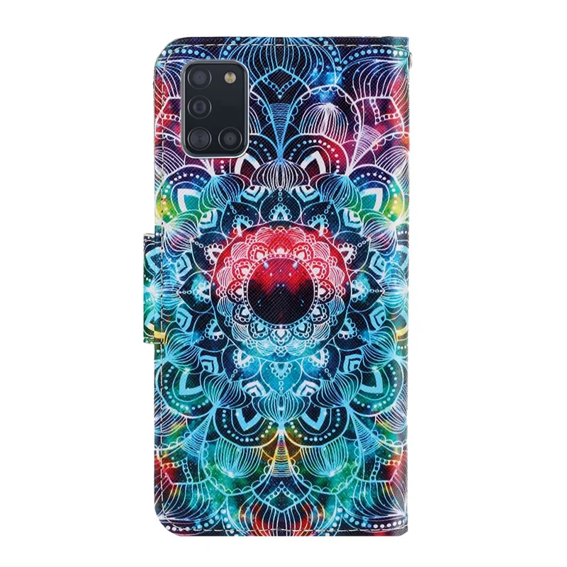 Pattern Printing Flip Leather Wallet Phone Cover for Samsung Galaxy A31 - Mandala Flower