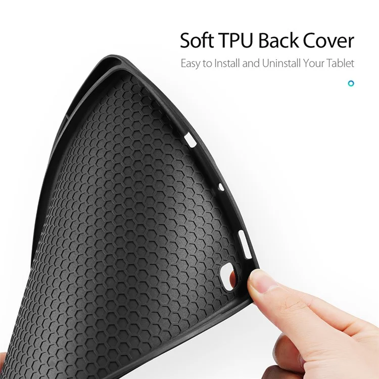 DUX DUCIS Domo Series Leather Case for Samsung Galaxy Tab S6 Lite (2024) / (2022) / (2020) P610 P615 Pen Slot Tri-Fold Stand Cover - Black
