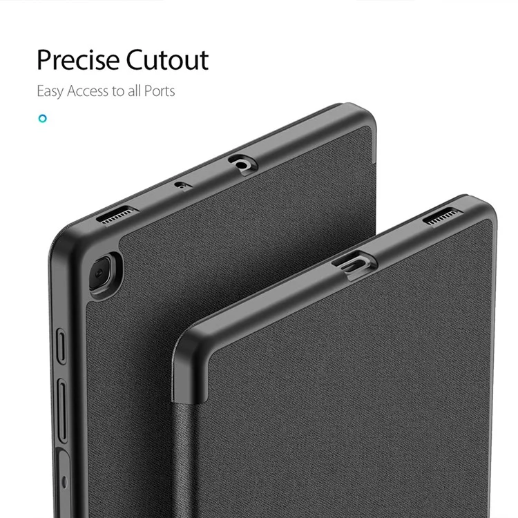 DUX DUCIS Domo Series Leather Case for Samsung Galaxy Tab S6 Lite (2024) / (2022) / (2020) P610 P615 Pen Slot Tri-Fold Stand Cover - Black
