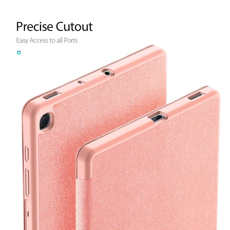 DUX DUCIS Domo Series Leather Case for Samsung Galaxy Tab S6 Lite (2024)/(2022)/(2020) P610 P615 Pen Slot Tri-fold Stand Cover - Rose Gold