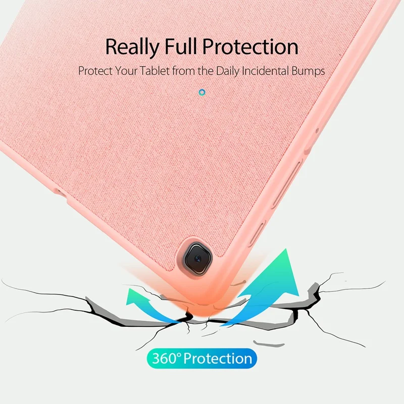 DUX DUCIS Domo Series Leather Case for Samsung Galaxy Tab S6 Lite (2024)/(2022)/(2020) P610 P615 Pen Slot Tri-fold Stand Cover - Rose Gold
