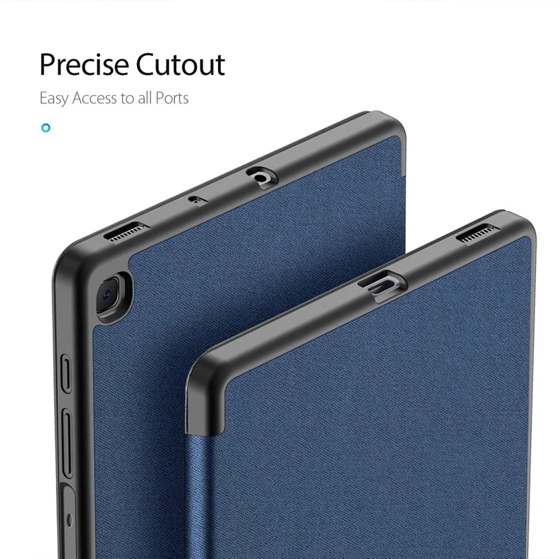 DUX DUCIS Domo Series Leather Case for Samsung Galaxy Tab S6 Lite (2024)/(2022)/(2020) P610 P615 Pen Slot Tri-fold Stand Cover - Blue
