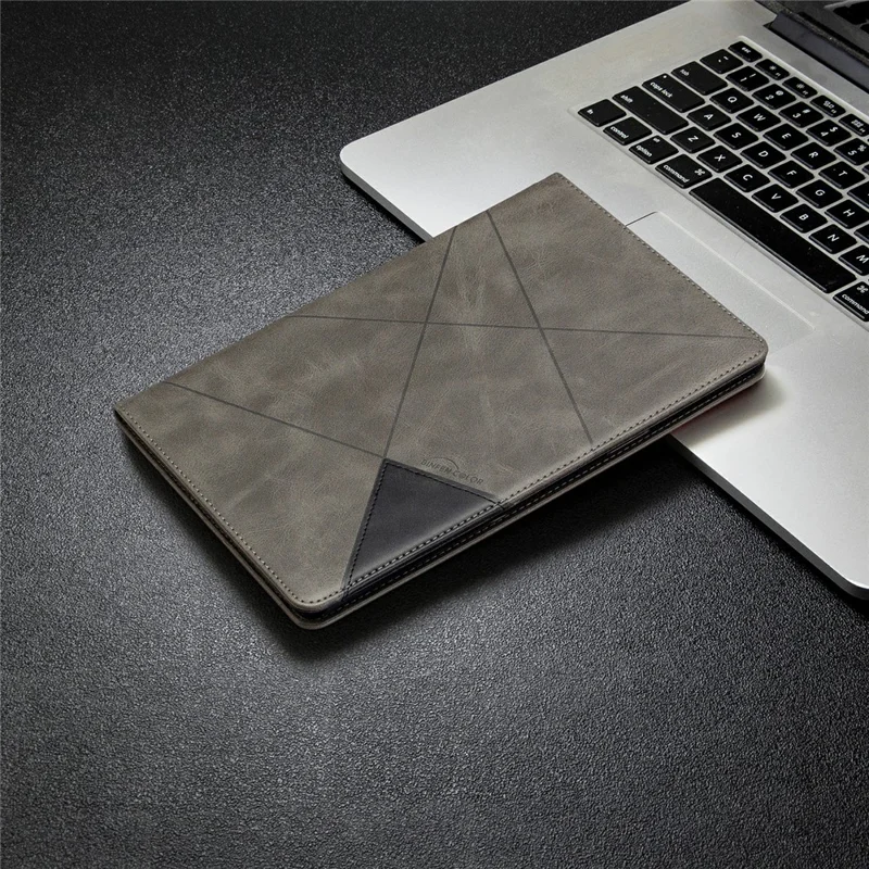 Geometric Pattern Wake/Sleep Leather Stand Case for Samsung Galaxy Tab S5e SM-T720 - Grey