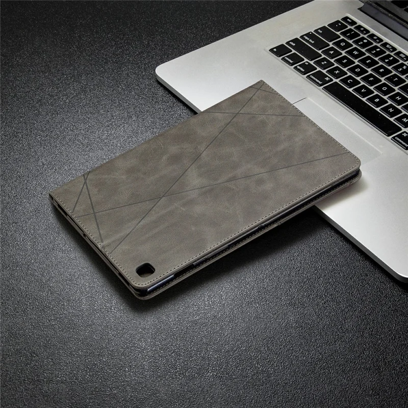 Geometric Pattern Wake/Sleep Leather Stand Case for Samsung Galaxy Tab S5e SM-T720 - Grey