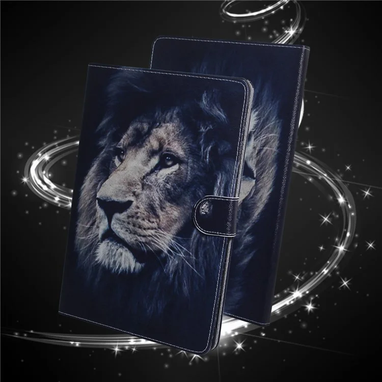 Pattern Printing Wallet Leather Tablet Cover for Samsung Galaxy Tab S6 Lite (2020) P610 P615 / (2022) / (2024) - Lion