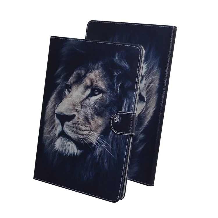 Pattern Printing Wallet Leather Tablet Cover for Samsung Galaxy Tab S6 Lite (2020) P610 P615 / (2022) / (2024) - Lion