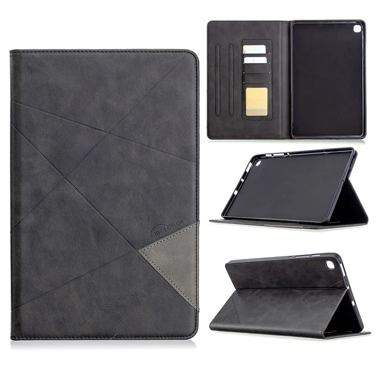Étui intelligent en cuir avec motif géométrique pour Samsung Galaxy Tab S6 Lite (2020) P610 P615 / (2022) / (2024) - Noir