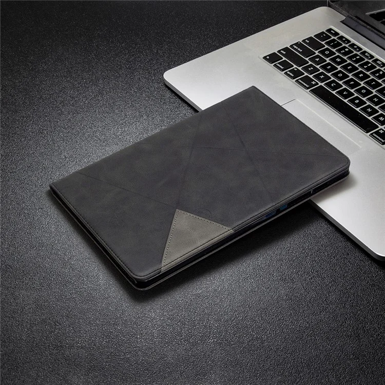 Étui intelligent en cuir avec motif géométrique pour Samsung Galaxy Tab S6 Lite (2020) P610 P615 / (2022) / (2024) - Noir