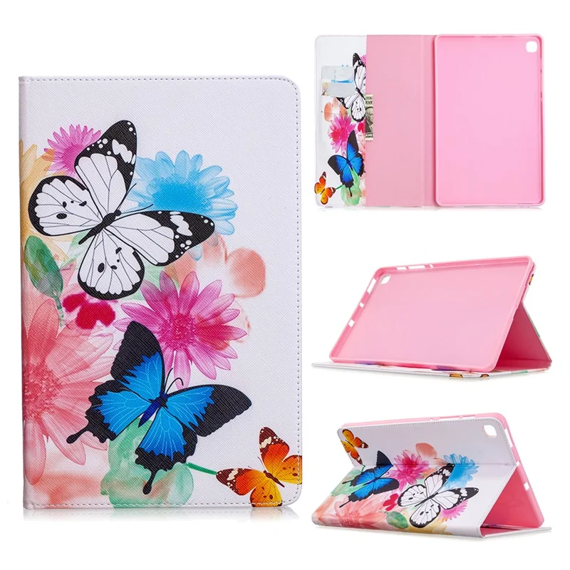 Pattern Printing Flip Leather Wallet Tablet Shell for Samsung Galaxy Tab S6 Lite (2020) P610 P615 / (2022) / (2024) - Colorful Butterflies