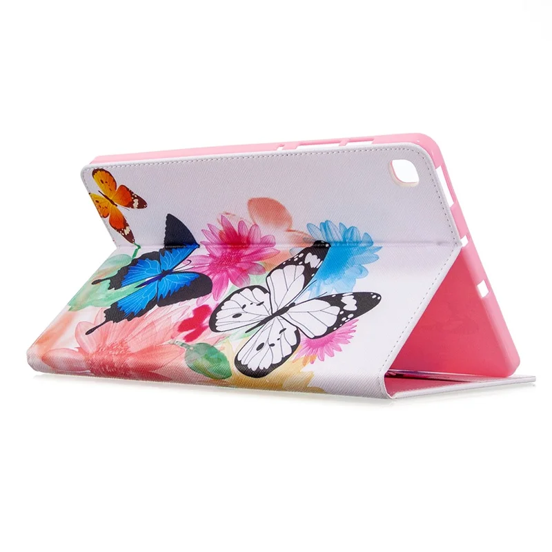 Pattern Printing Flip Leather Wallet Tablet Shell for Samsung Galaxy Tab S6 Lite (2020) P610 P615 / (2022) / (2024) - Colorful Butterflies