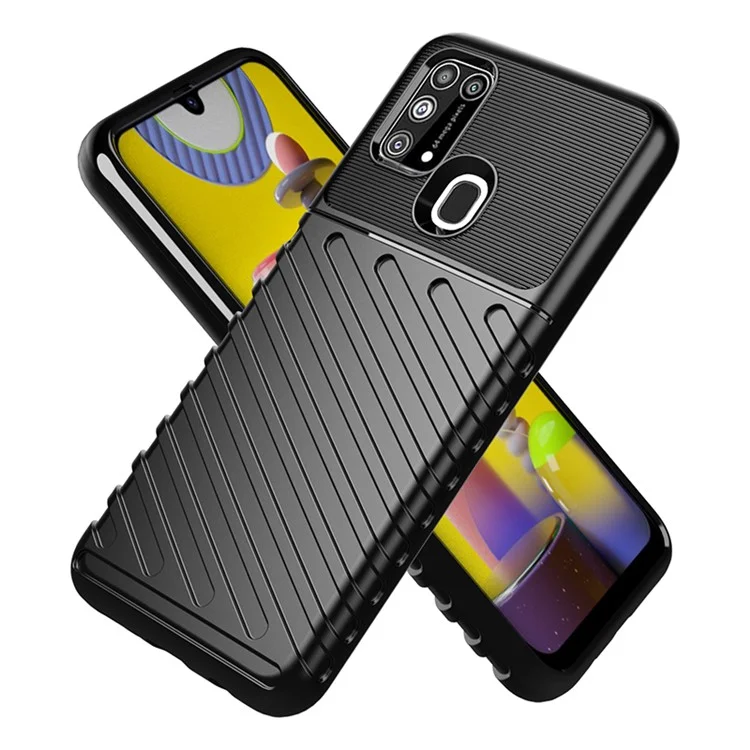 Thunder Series Twill Texture Soft TPU Phone Cover per Samsung Galaxy M31/F41/M31 Prime/M21s - Nero