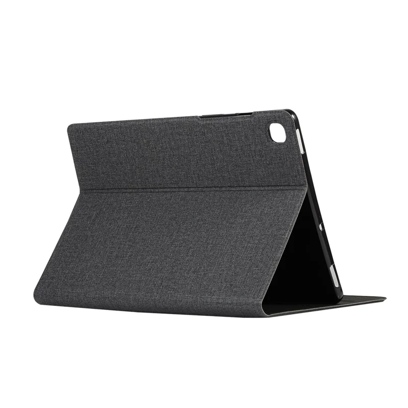 Cloth Skin PU Leather Stand Tablet Case for Samsung Galaxy Tab S6 Lite (2020) P610 P615 / (2022) / (2024) - Black