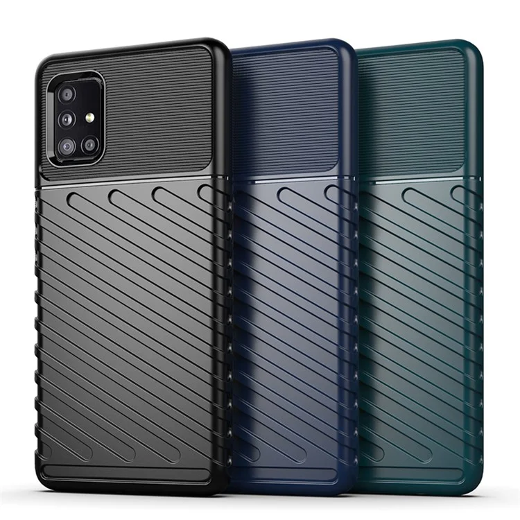 Громовая Серия Серии Twill Skin Tpu Cople Cover Для Samsung Galaxy A51 5G SM-A516 - Черный