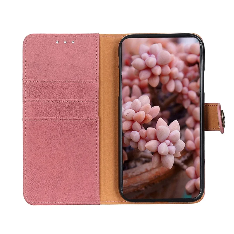 KHAZNEH Leather Wallet Stand Case for Samsung Galaxy A21s - Pink