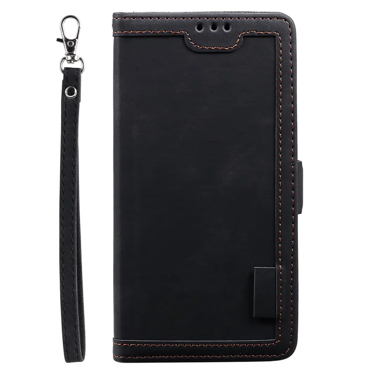 Caso Protetor De Couro Estilo Splicing Vintage Para Samsung Galaxy A71 5G SM-A716 - Preto