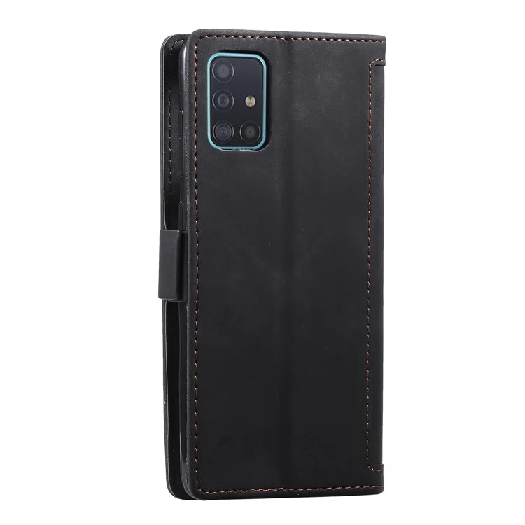 Estilo De Empalme De La Vendimia Funda Protectora De Cáscara De Cuero Para Samsung Galaxy A71 5G SM-A716 - Negro