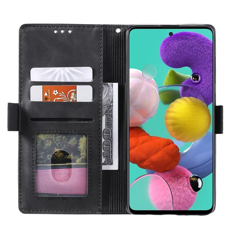 Caso Protetor De Couro Estilo Splicing Vintage Para Samsung Galaxy A71 5G SM-A716 - Preto