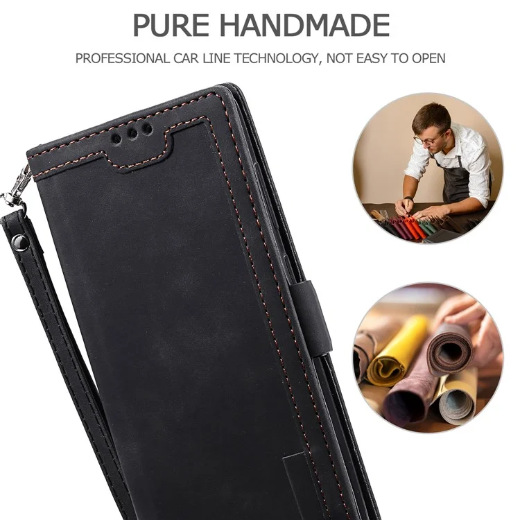 Caso Protetor De Couro Estilo Splicing Vintage Para Samsung Galaxy A71 5G SM-A716 - Preto