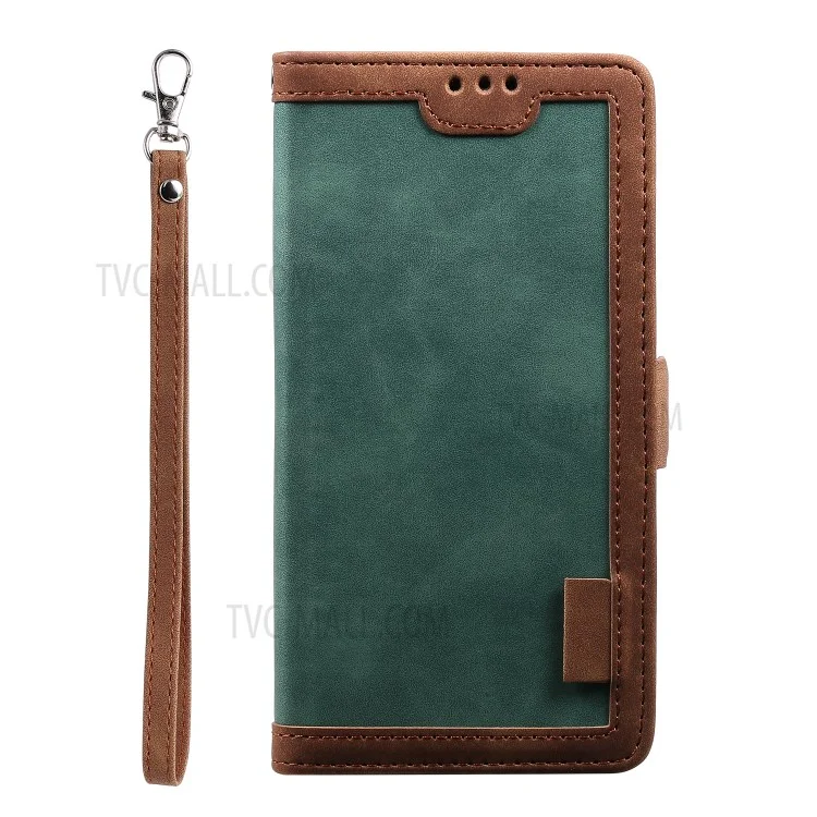 Stylish Retro Splicing Leather Cool Shell for Galaxy A31 - Green
